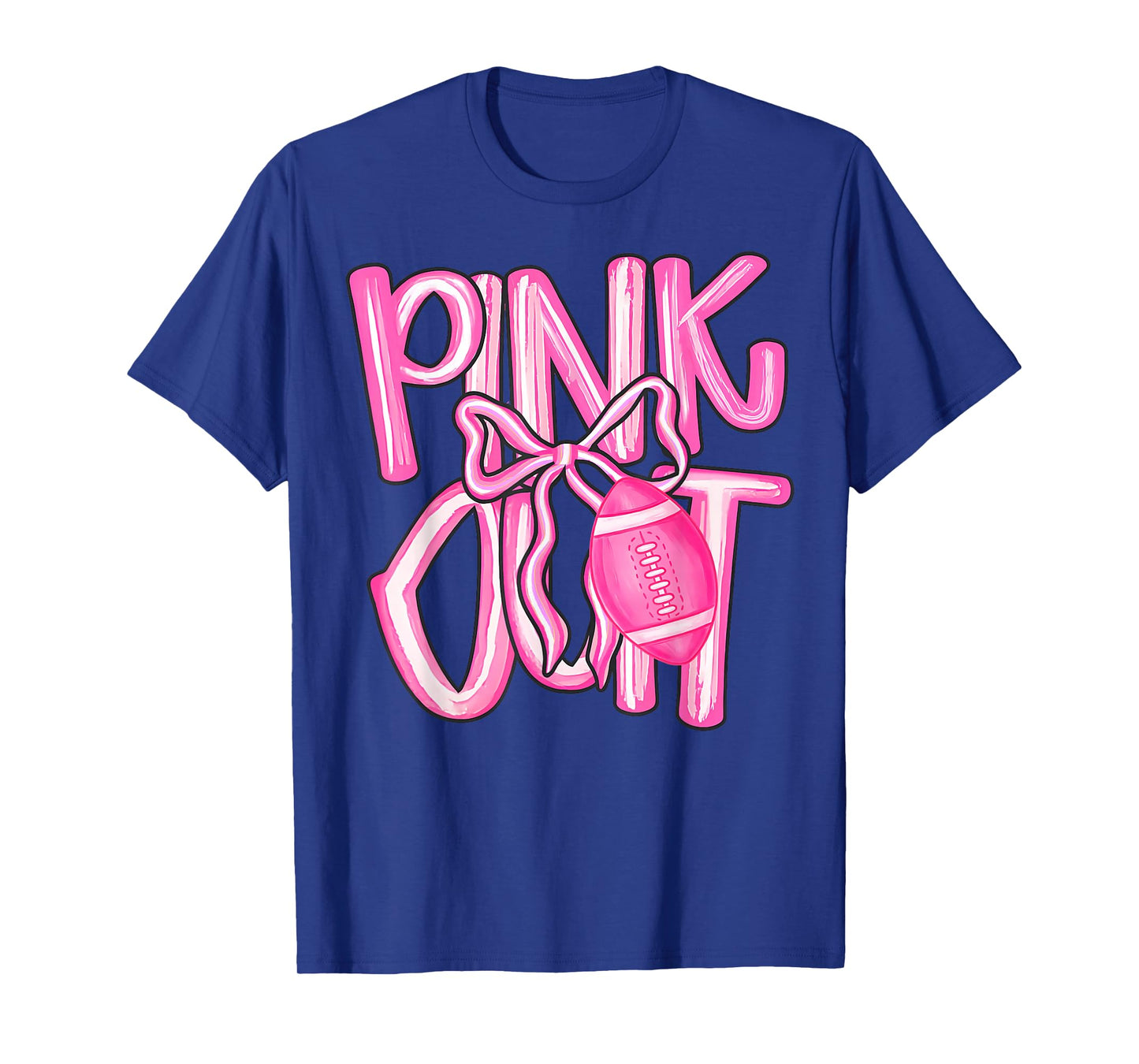 Pink Out Football Bow Preppy Breast Cancer Awareness Women T-Shirt
