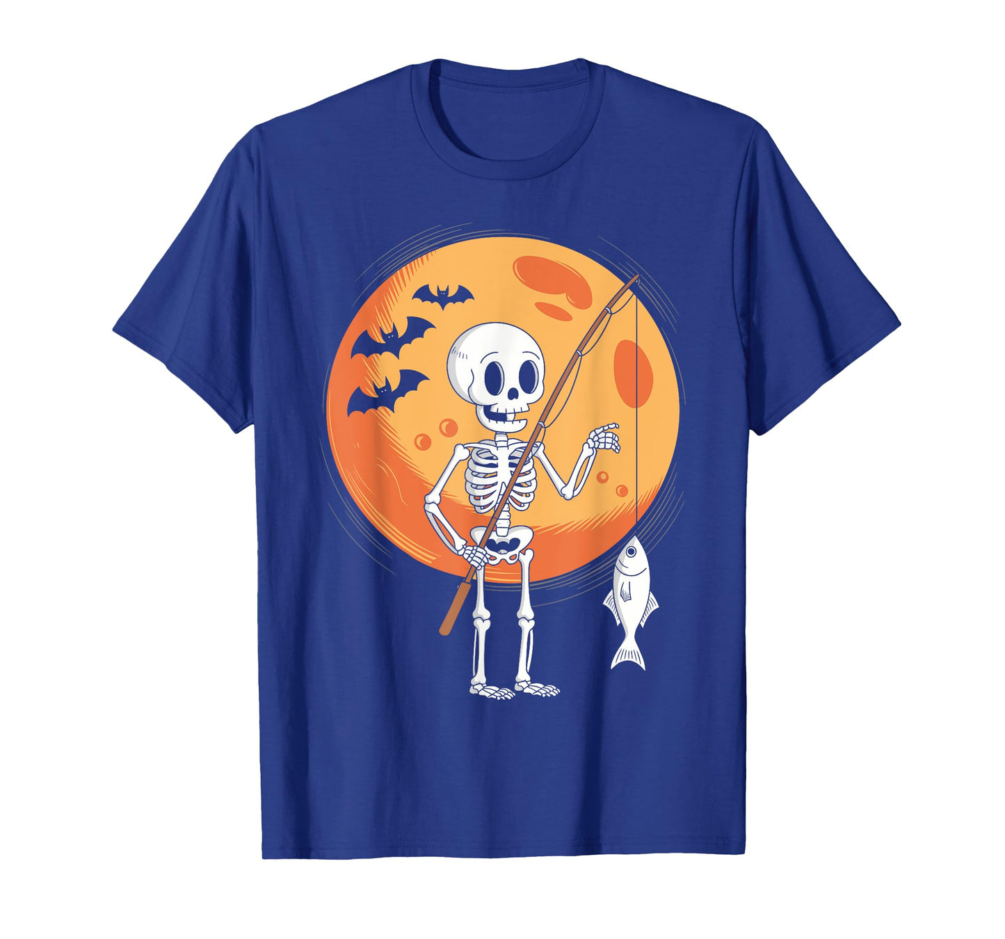 Funny Skeleton Fishing Lovers Moon Spooky Halloween Boys T-Shirt