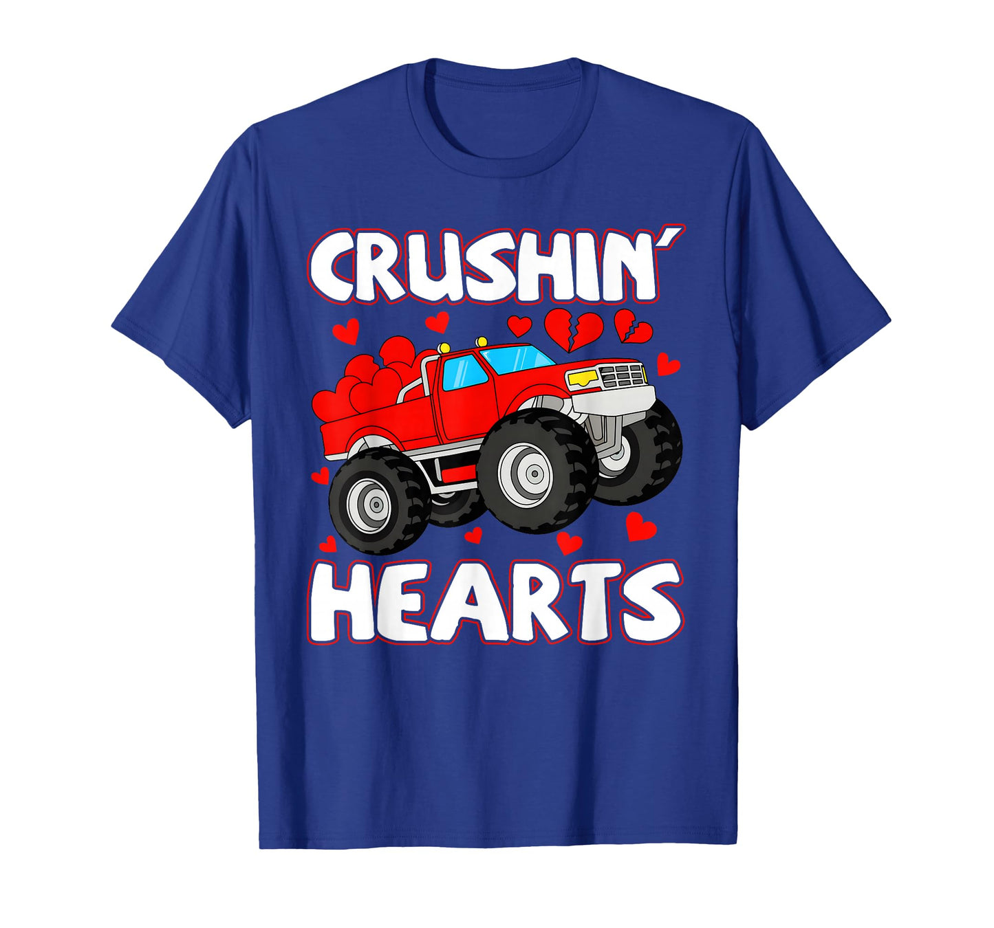 Valentine Crushin Hearts Monster Truck Boys Girls Kids T-Shirt