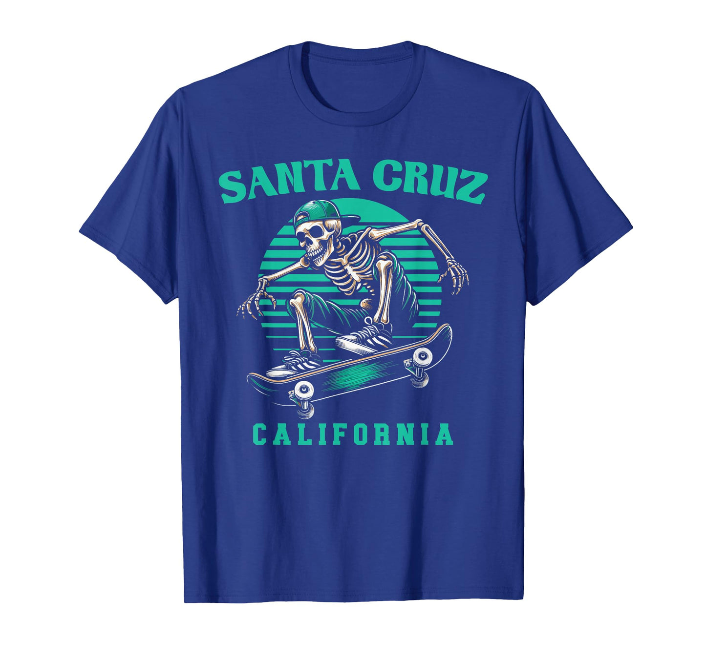 Old School Santa Cruz California Skeleton Skating Streetwear T-Shirt