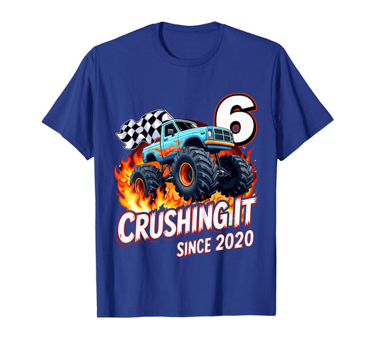 Kids 6th Birthday Monster Truck 6 Year Old Boys Born 2020 T-Shirt