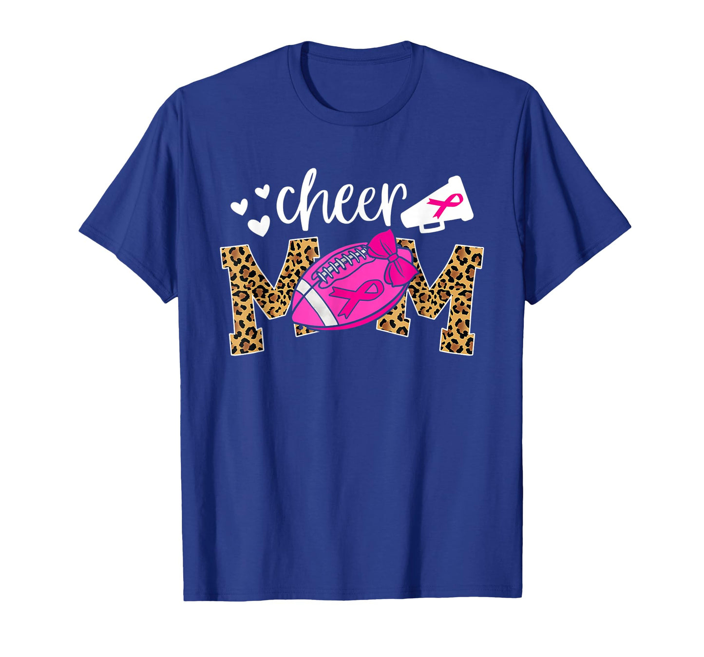 Football Cheer Mom Pink Leopard Breast Cancer Awareness T-Shirt