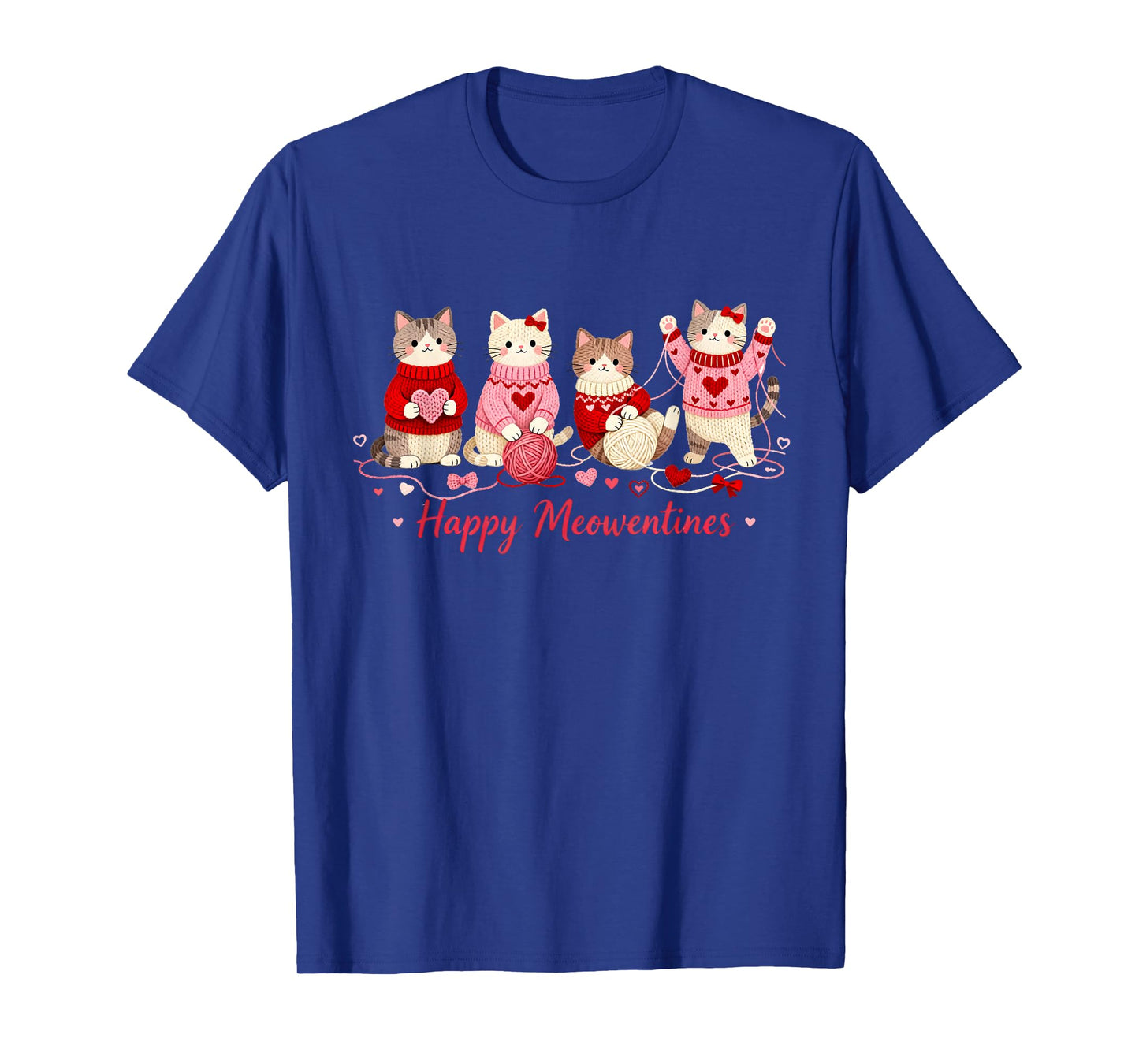 Happy Meowentines Cute Cat Valentine Love Crochet Yearn T-Shirt