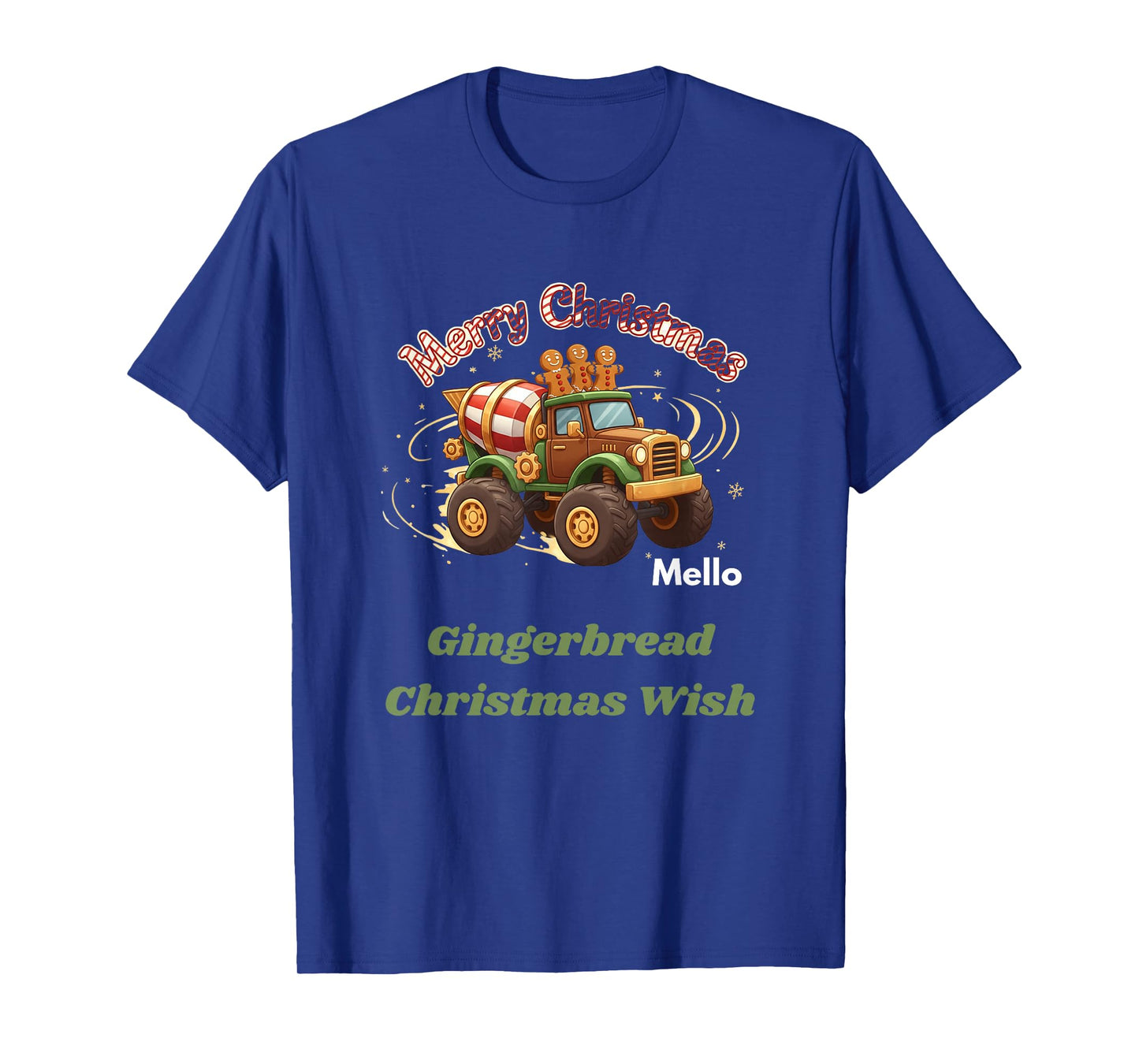 Merry Christmas Cute Gingerbread Mello Mixer Truck Graphic T-Shirt