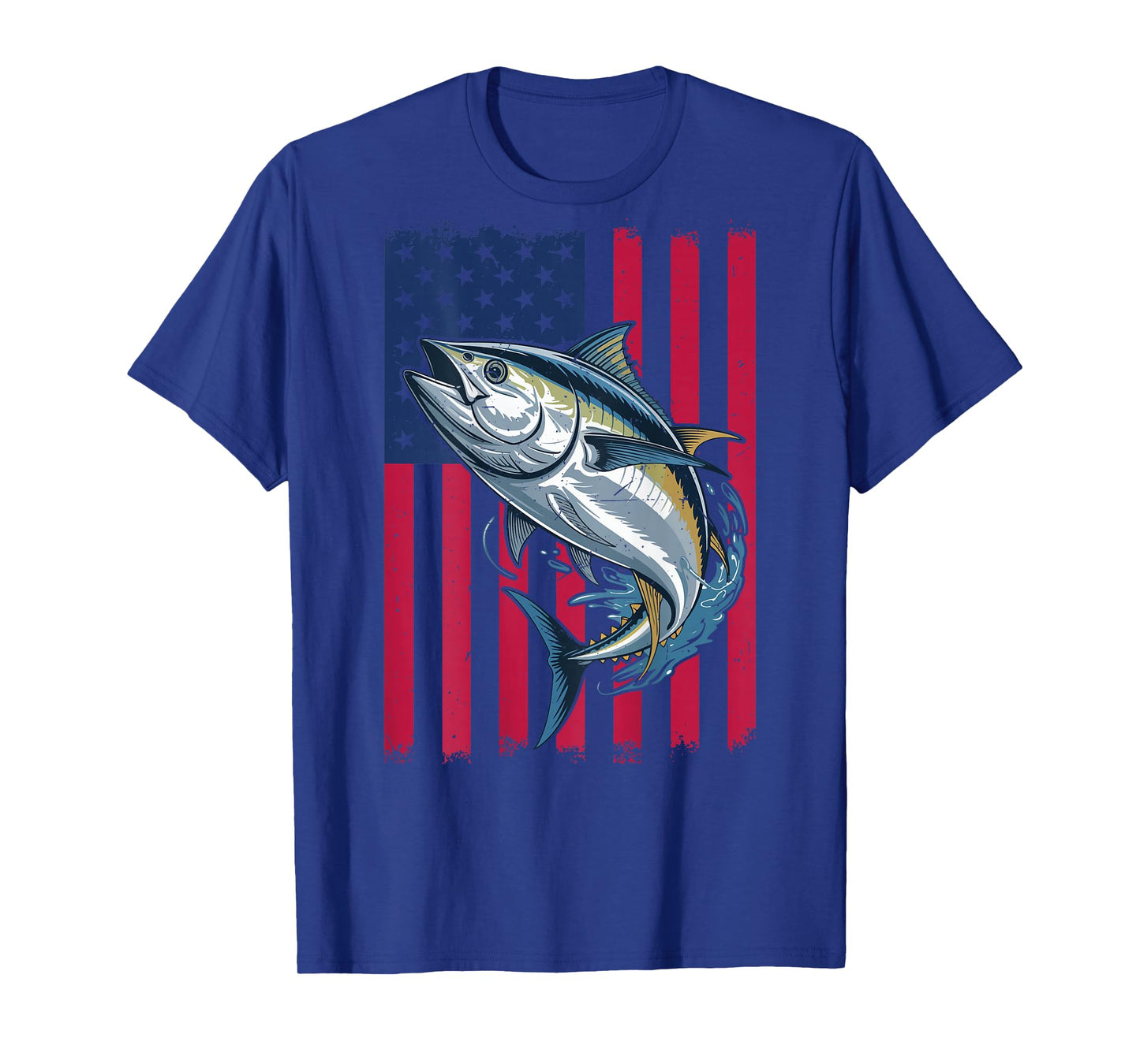 Youth Boys Deep Sea Fishing American Flag Bluefin Tuna Fish T-Shirt