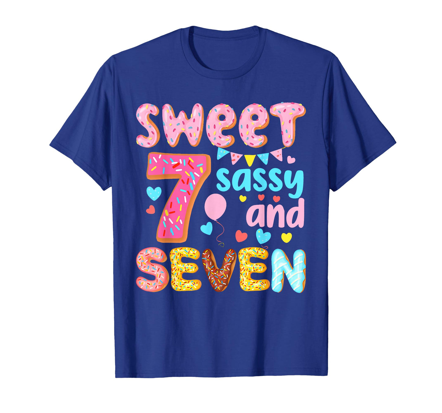 Kids Sweet Sassy And Seven Birthday Girl Donut T-Shirt