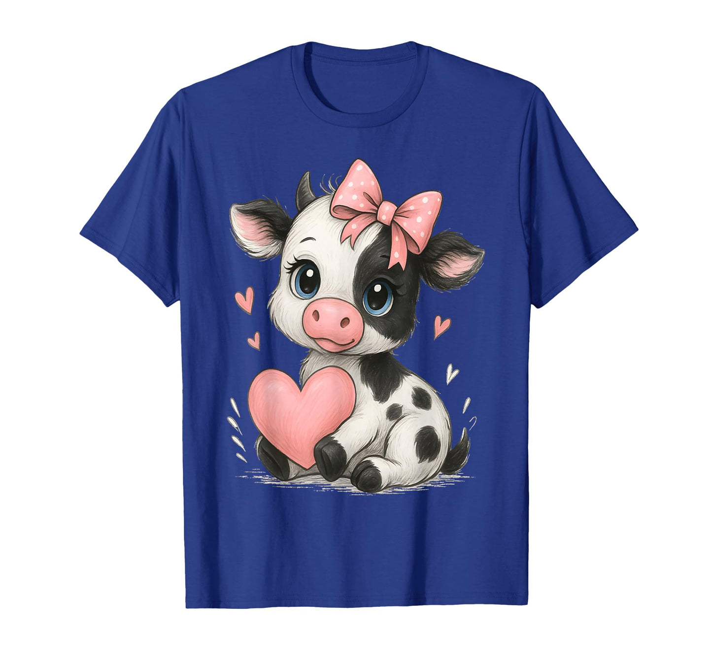 Adorable Baby Cow With Pink Coquette Bow Holding Heart T-Shirt
