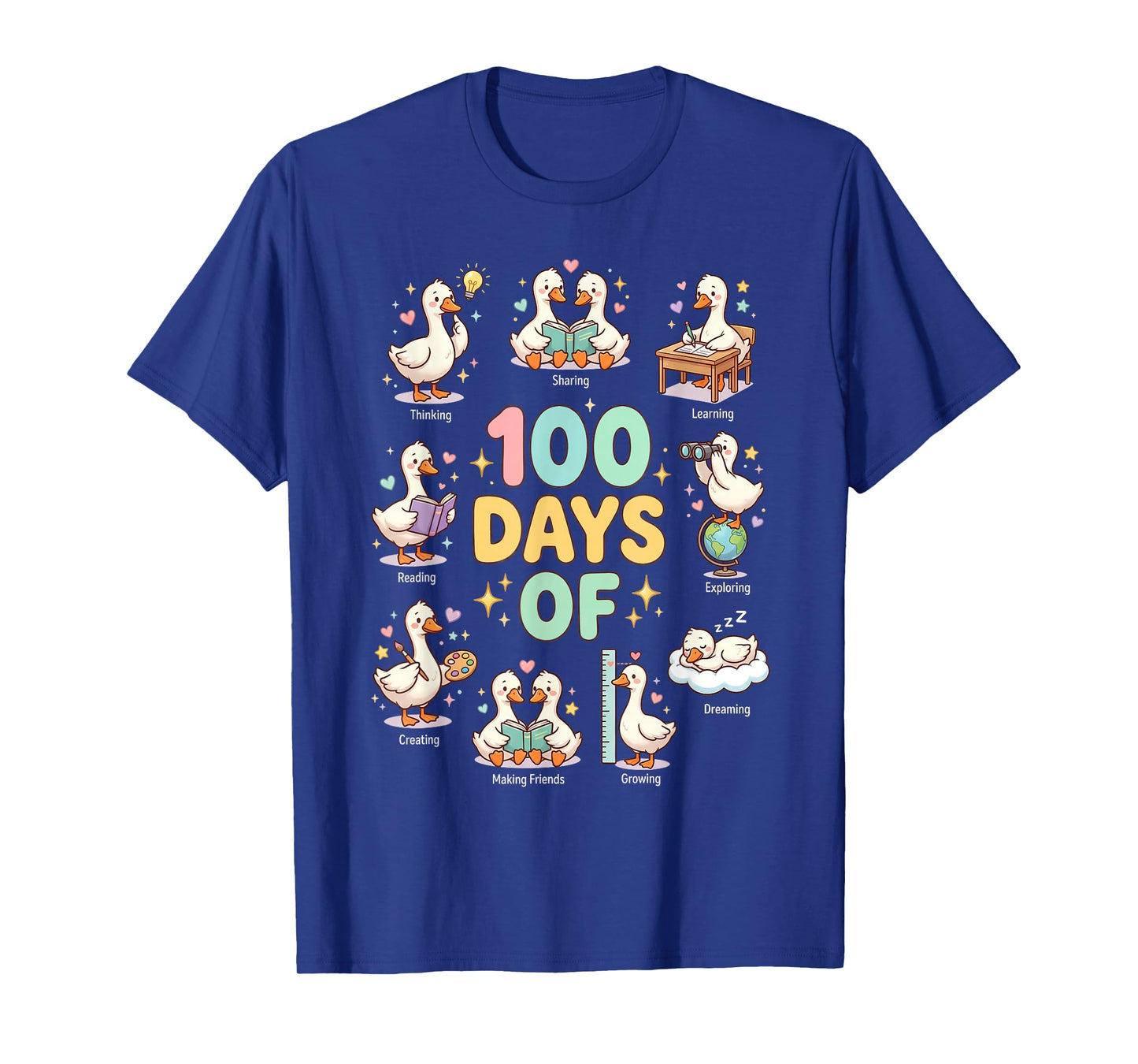 100 Days of School Cute Goose Teacher Classroom Humor T-Shirt