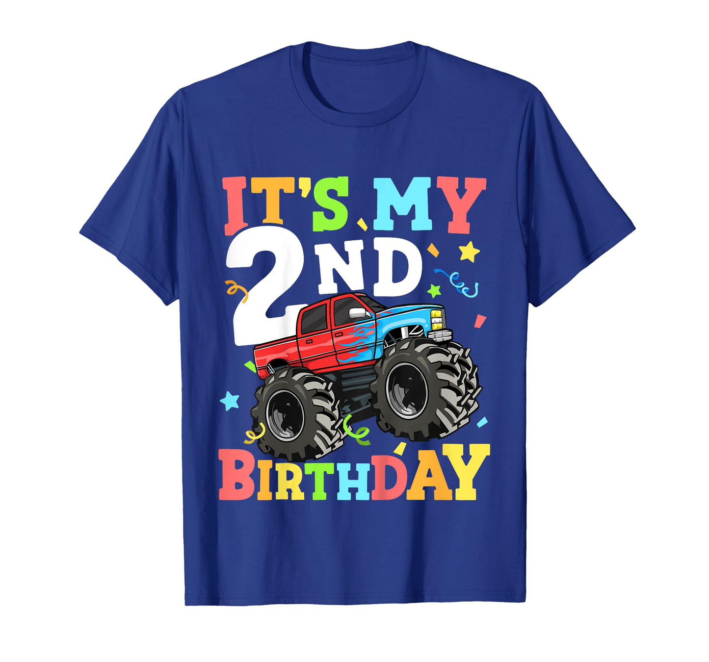 Kids Monster Truck It's My 2nd Birthday Boy Two 2 Toddler T-Shirt
