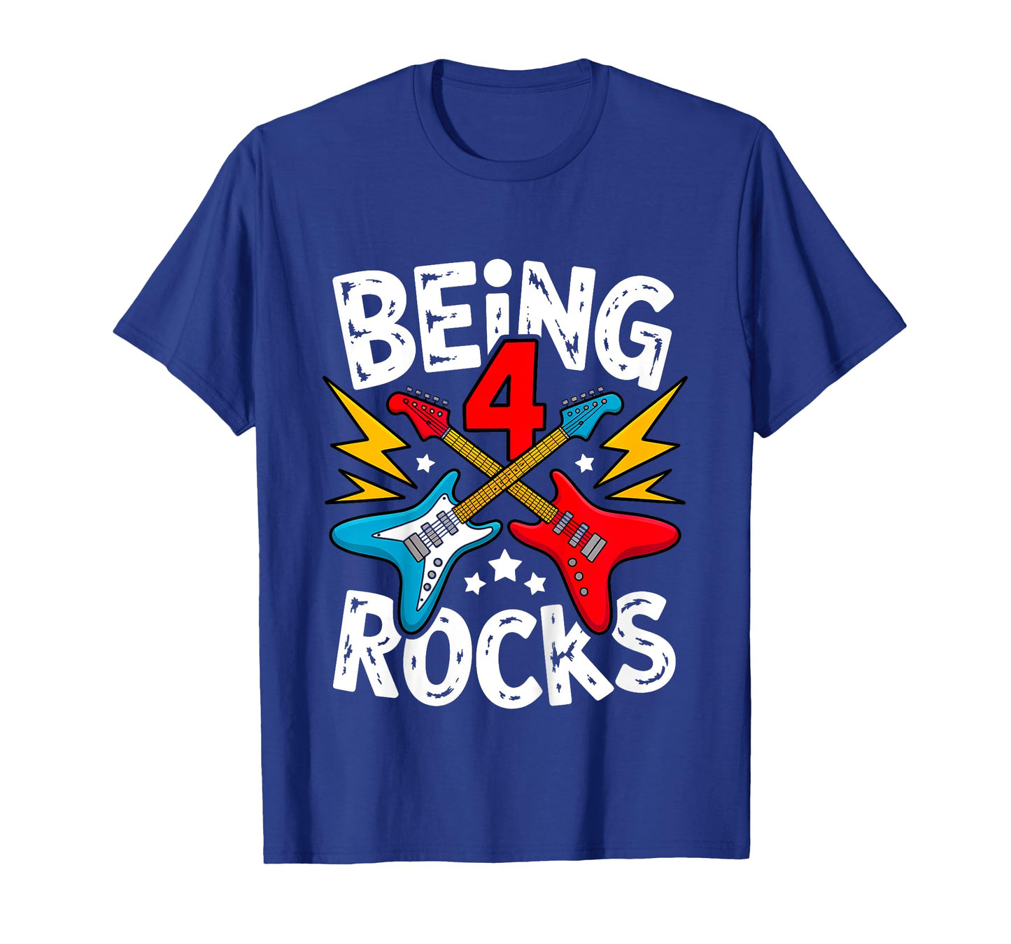 Kids Being 4 Rocks Electric Guitar Birthday Party T-Shirt