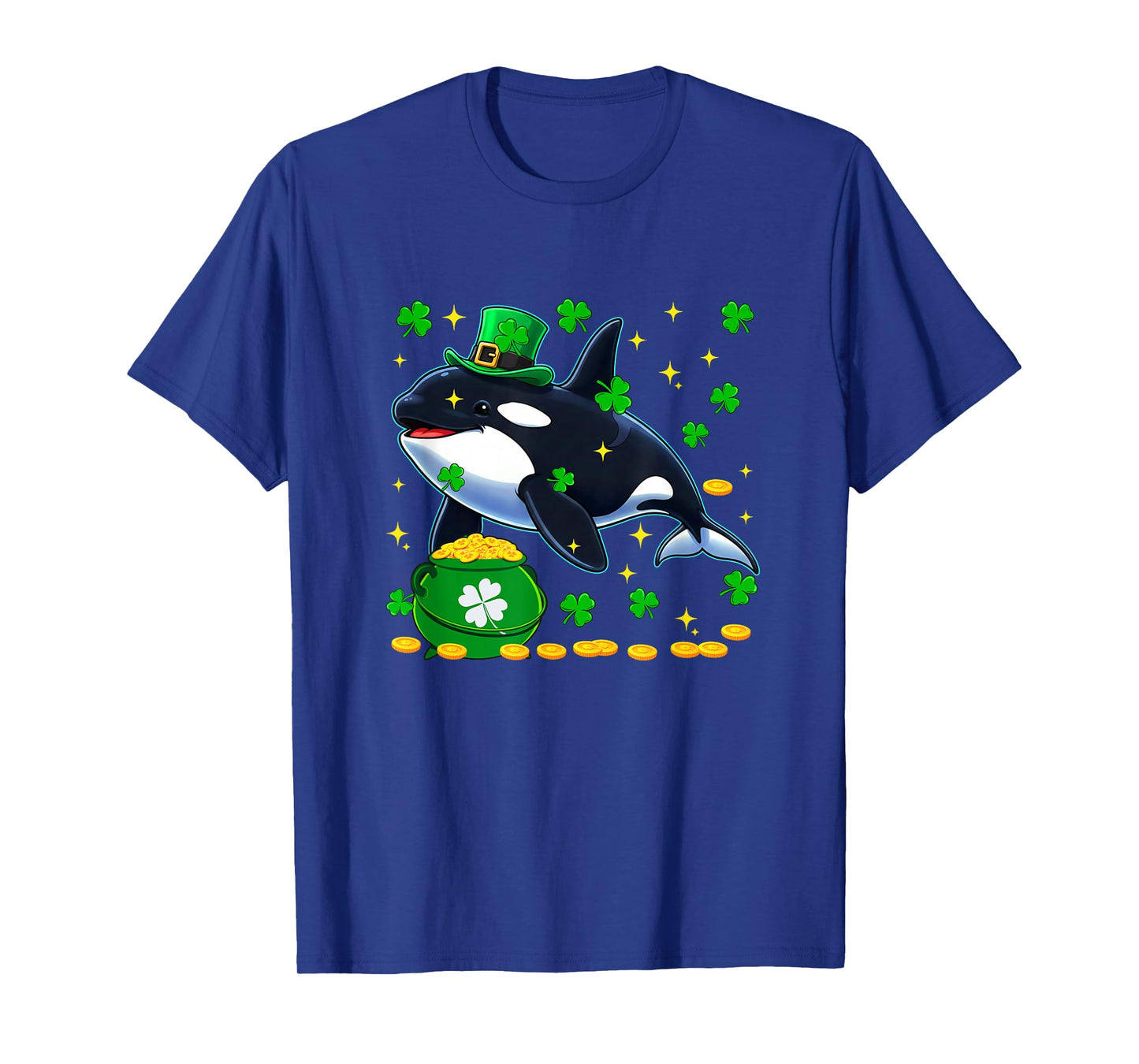 Orca Wearing Irish Costume St. Patrick's Day Shamrocks T-Shirt