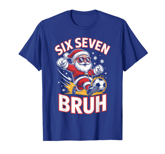 Funny 67 Meme Christmas Soccer Santa Bruh Xmas Pajamas Boys T-Shirt
