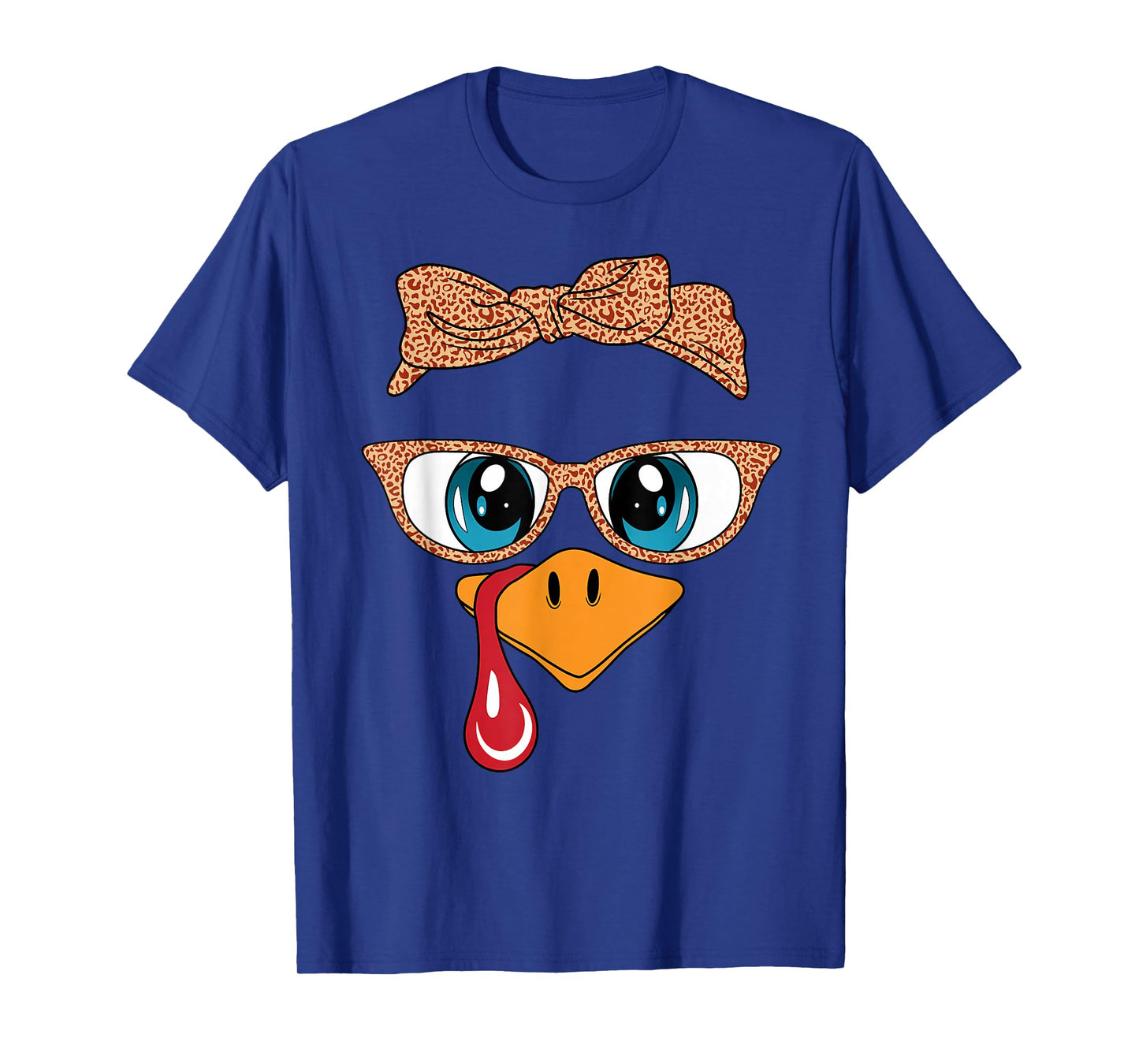 Women Turkey Face Leopard Glasses Funny Thanksgiving Women T-Shirt