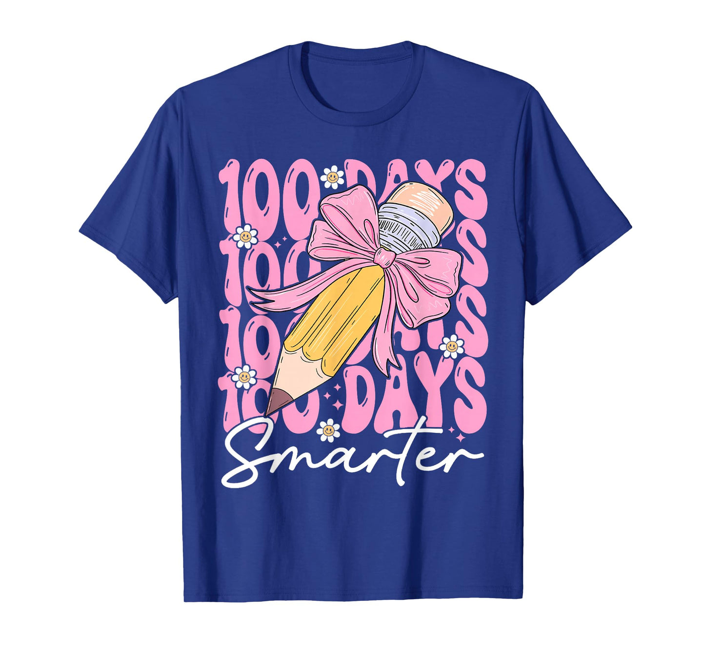 100 Days Smarter Girls Coquette Bow 100th Day of School Kids T-Shirt