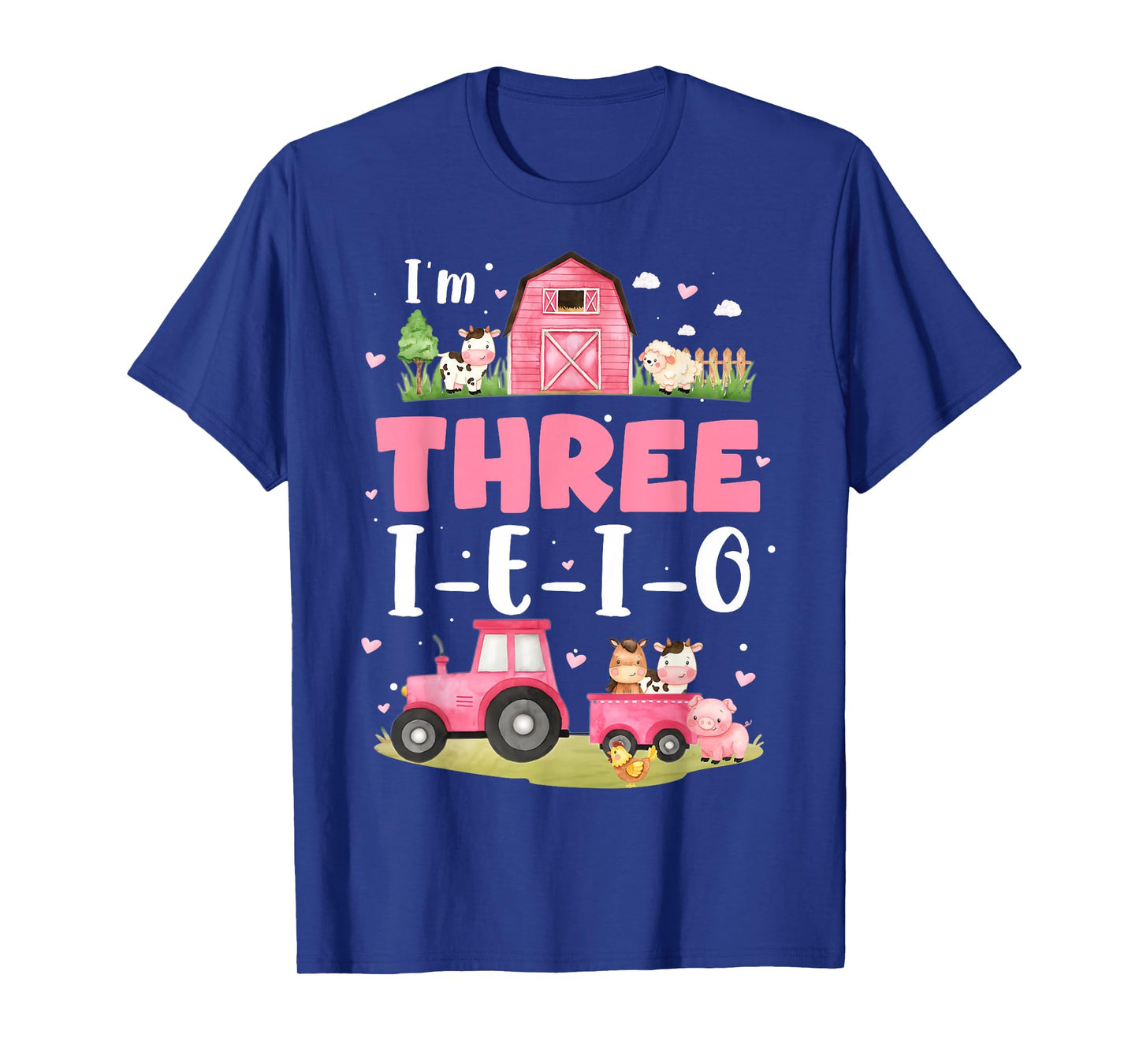I'm Three I-E-I-O Farm Animal Birthday 3 Year Old Kids T-Shirt