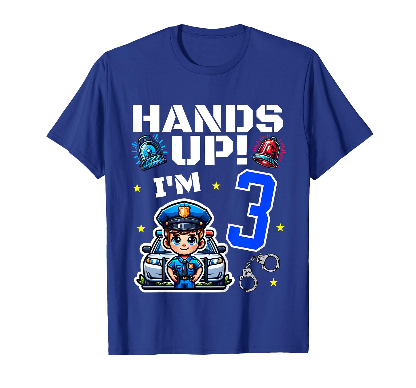 3rd Birthday Boy Police Car Policeman 3 Years Old Officer T-Shirt