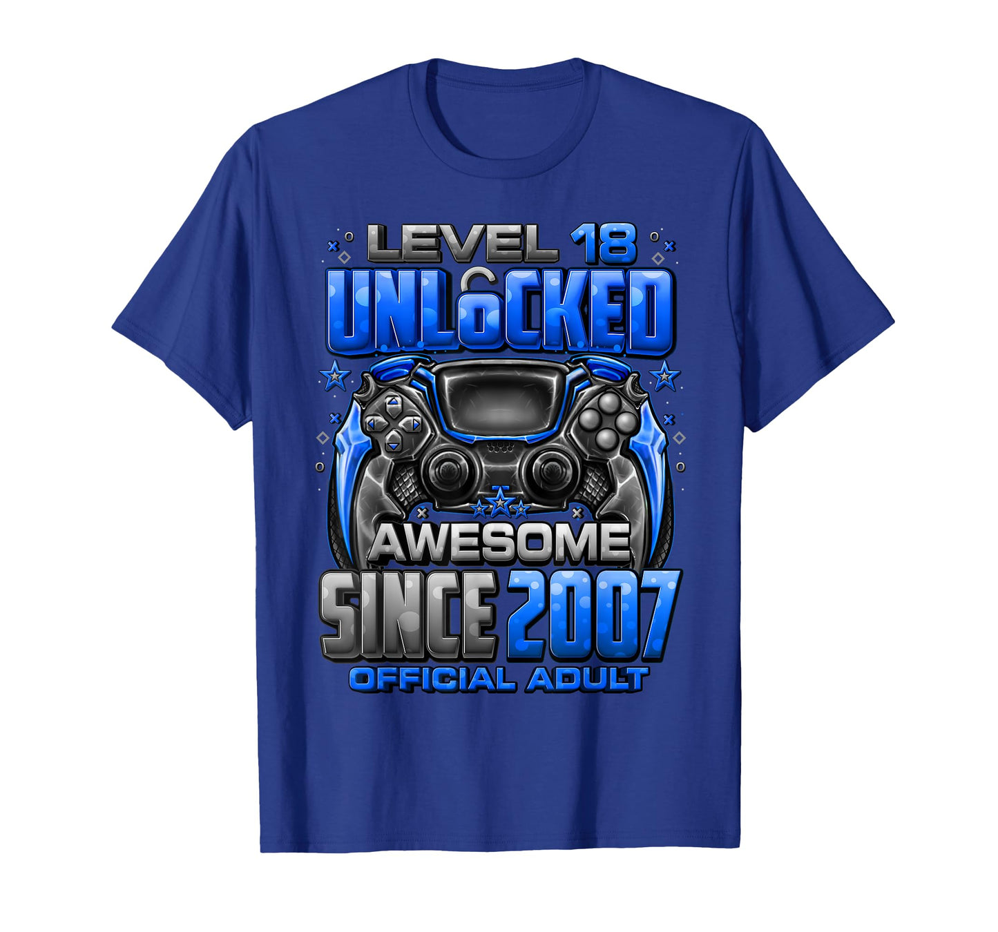 Level 18 Unlocked Awesome Since 2007 18th Birthday Gaming T-Shirt
