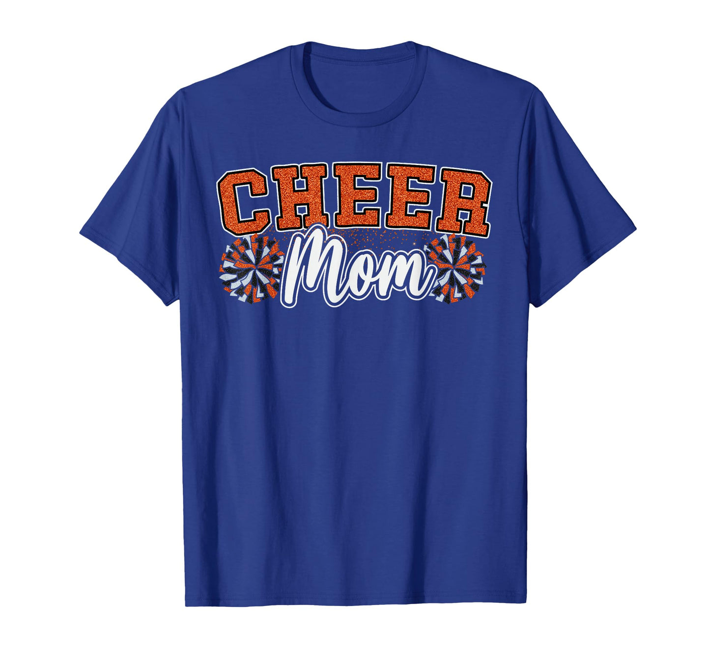 Funny Loud Proud Cheer Mom Mama Cheerleading Orange Pom Poms T-Shirt