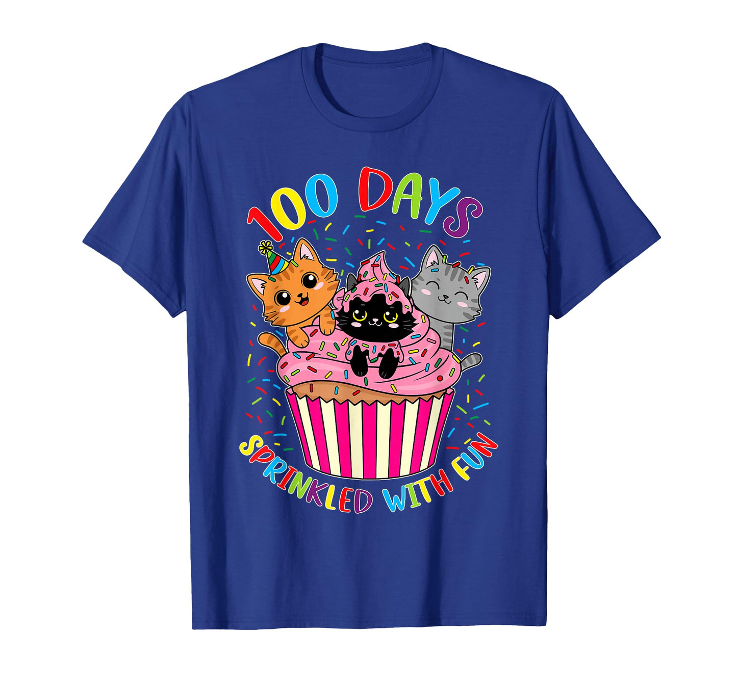 100th Days of School Shirt for Girls Cute Cats Cupcake T-Shirt
