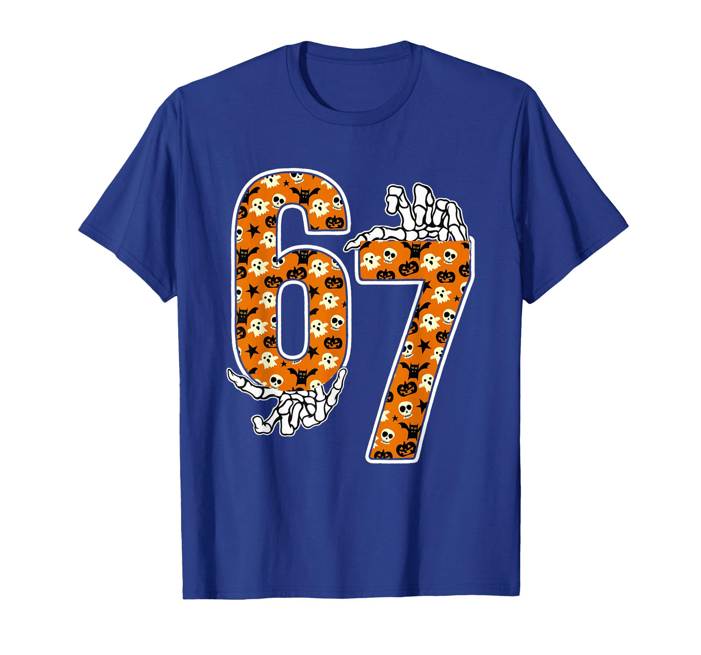 67 Halloween Meme 6 7 Numbers Six Seven Funny Kids Skeleton T-Shirt