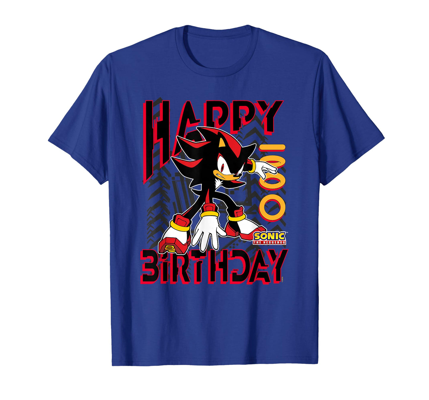 Sonic The Hedgehog Happy Birthday Shadow Grid Chest Poster T-Shirt