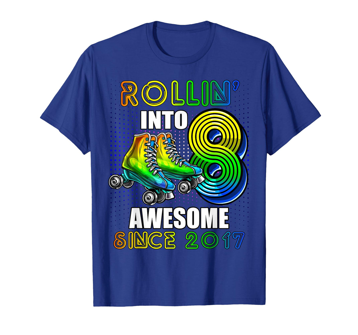 Birthday Roller Skating 8th Girls Rollin into 8 Skate Party T-Shirt