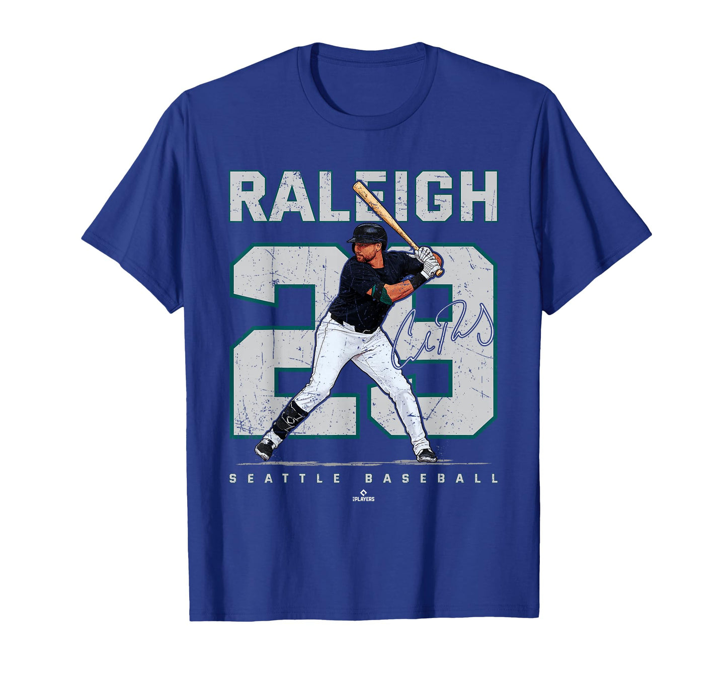 Number and Portrait Cal Raleigh Seattle Baseball MLBPA T-Shirt