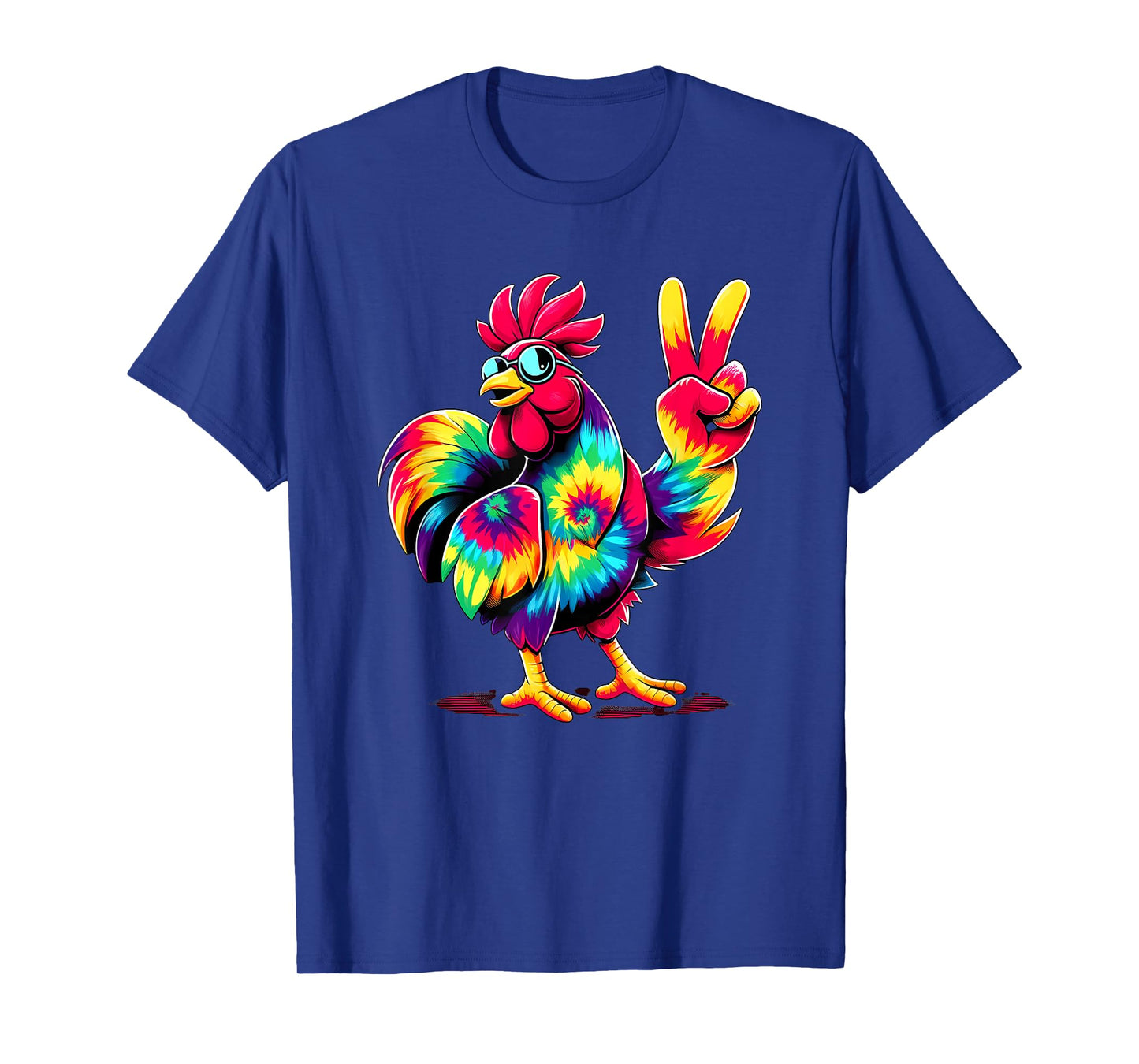 Peace Sign Tie Dye Rooster T-Shirt