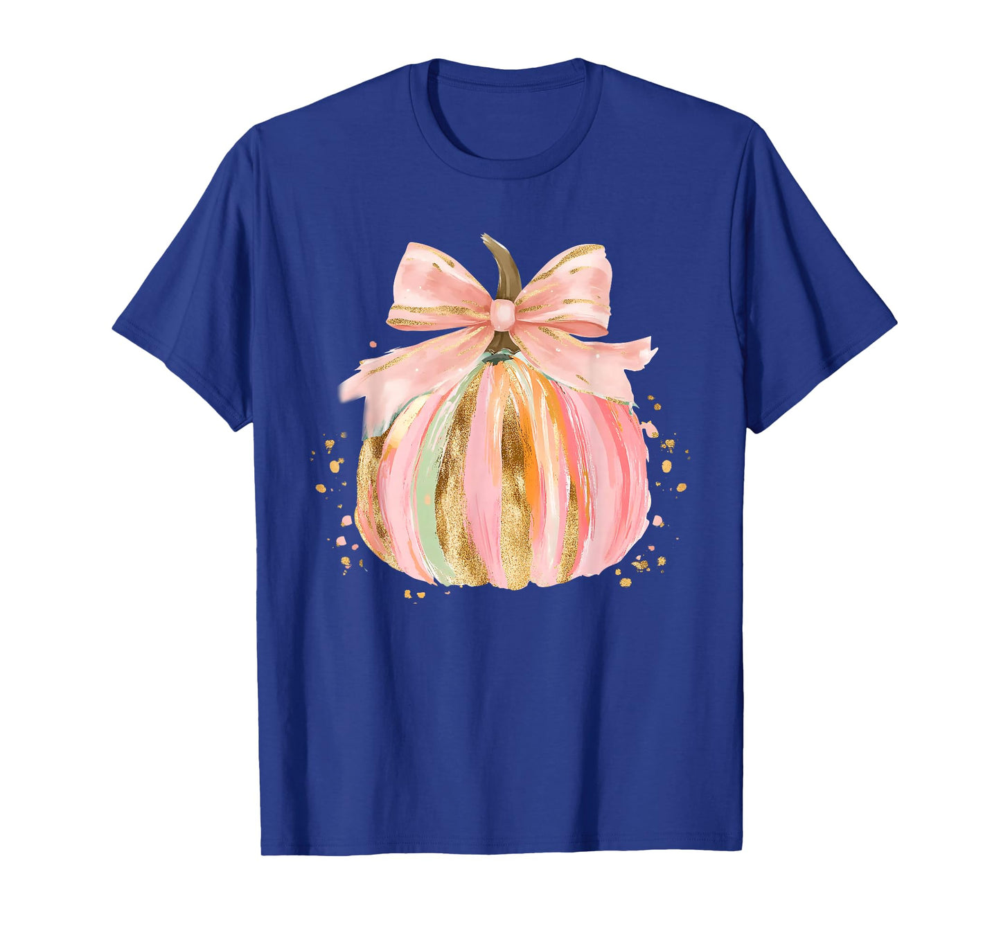 Pumpkin Season Coquette Bow Thanksgiving Autumn Fall Leaves T-Shirt