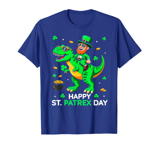 Dinosaur St Patricks Day Leprechaun Saint Pattys Boys Kids T-Shirt