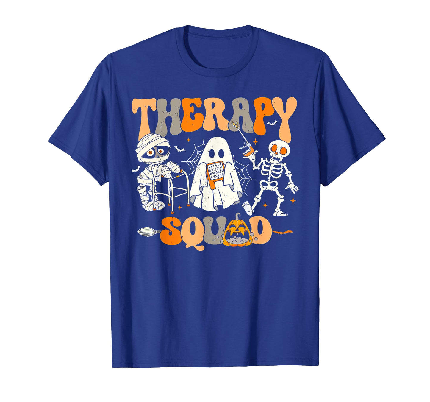 Therapy Squad Skeleton Ghost Mummy Halloween Spooky Season T-Shirt