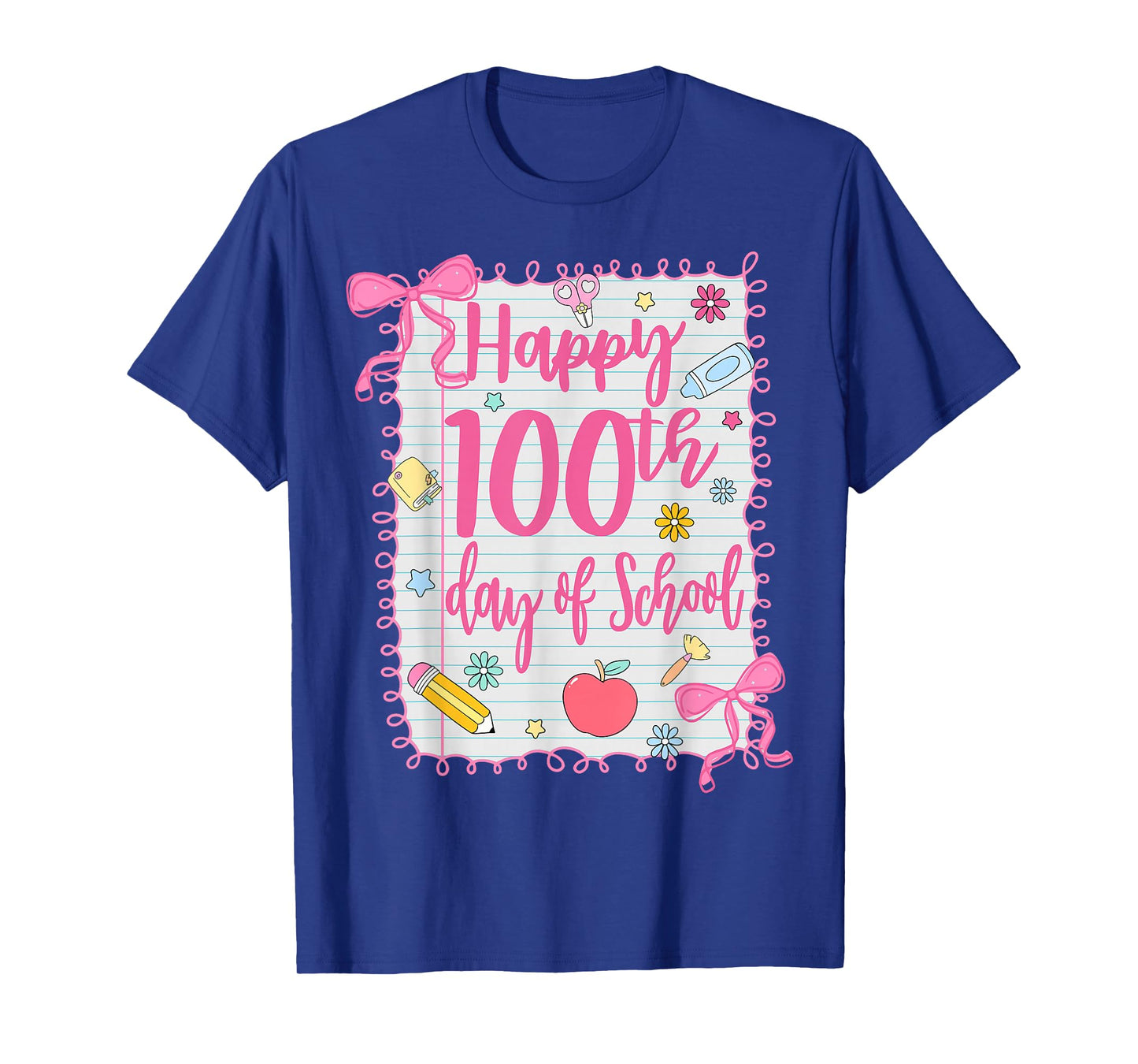 Happy 100th Day of School Coquette Girl Bow 100 Days Teacher T-Shirt