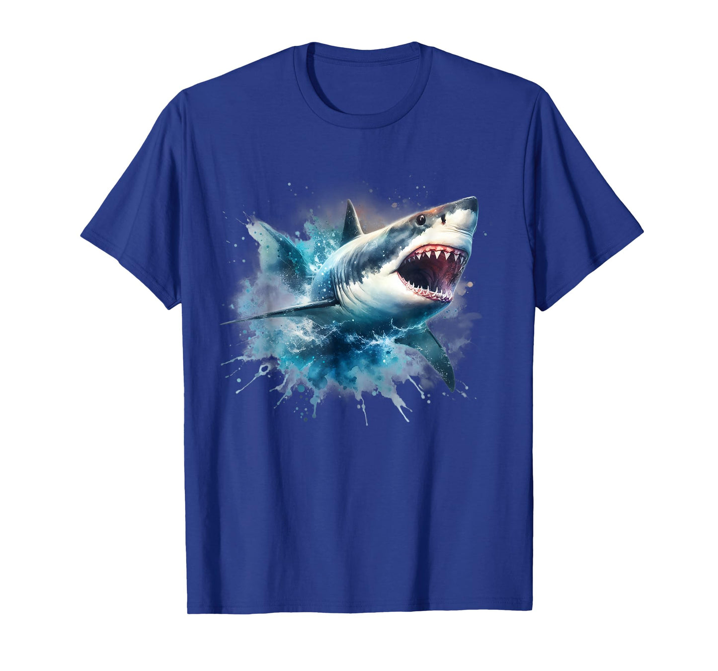 Cool Watercolor Great White Shark Open Jaw T-Shirt