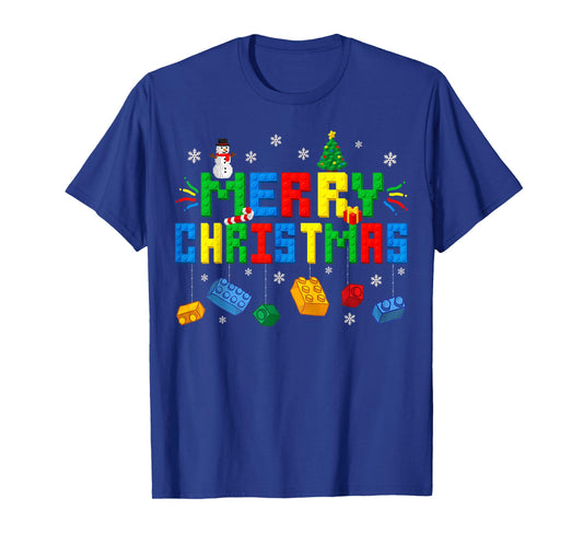 Merry Christmas Master Builder Blocks Building Bricks Xmas T-Shirt