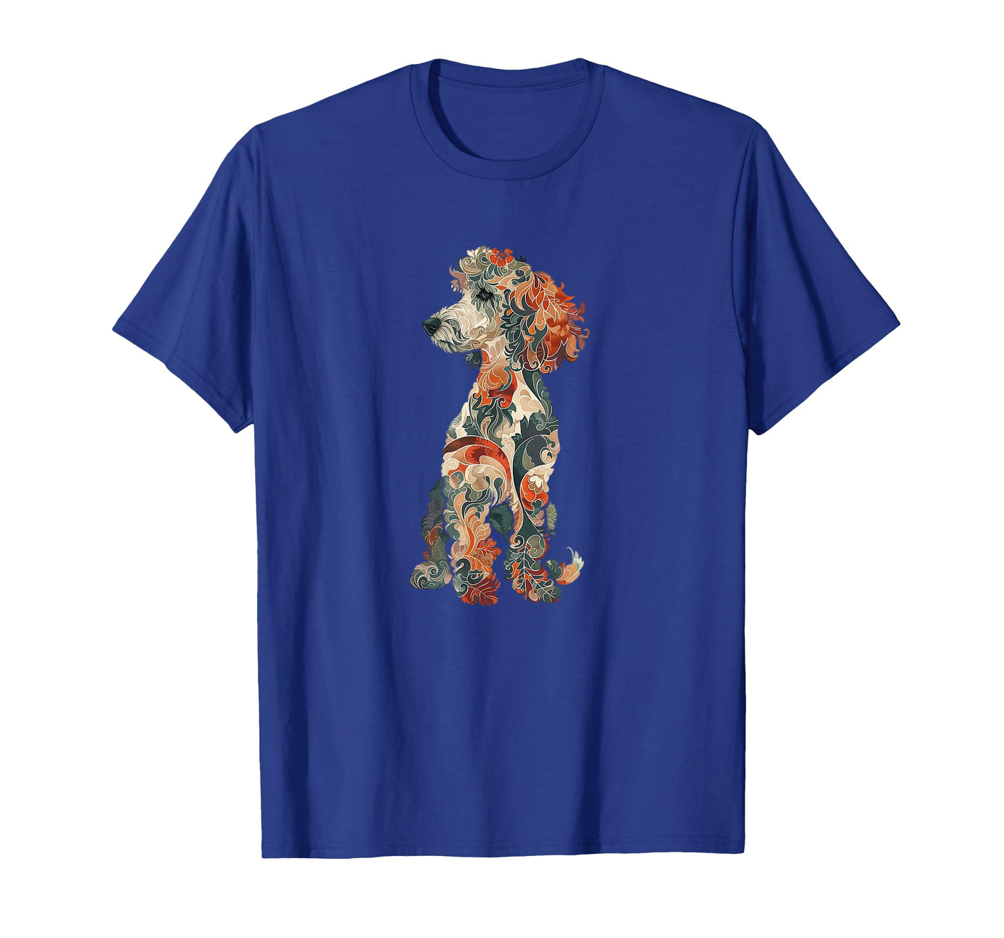 Womens & Girls Multicolored Cute Folk Art Poodle Lover T-Shirt