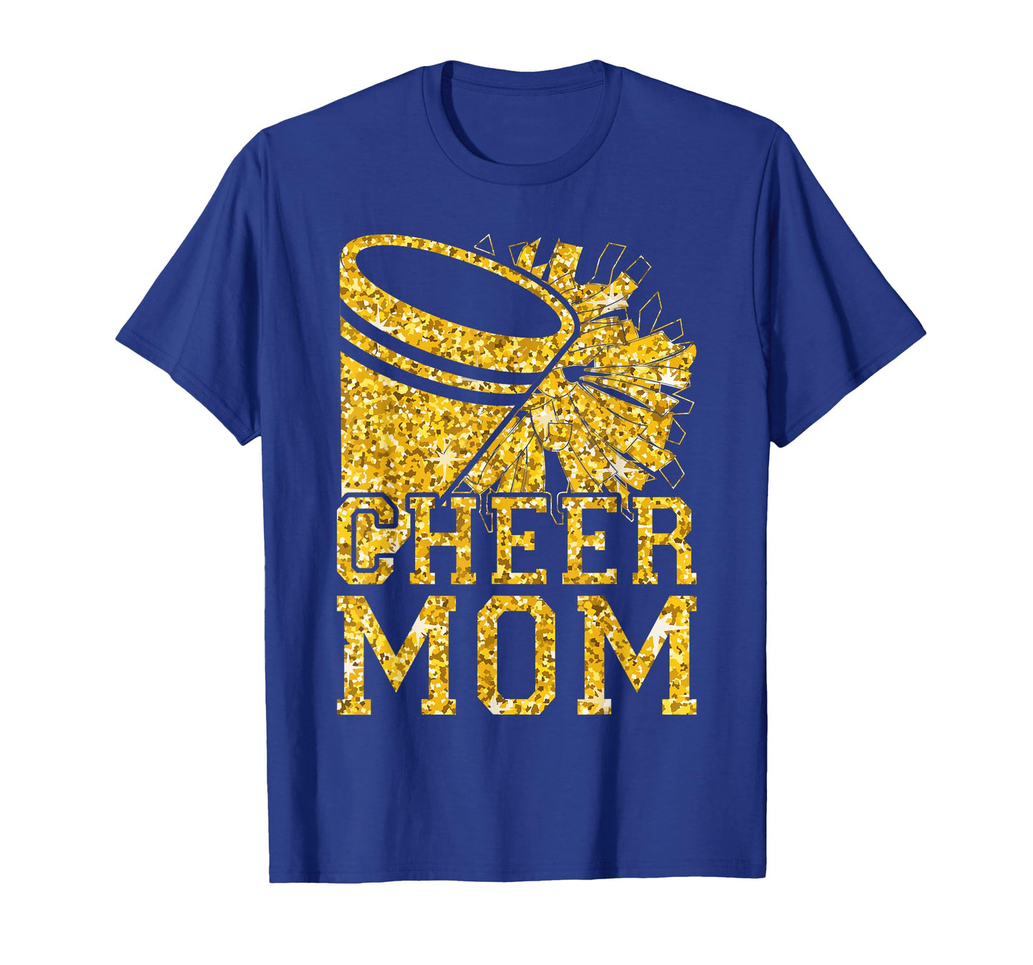 Cheer Mom Biggest Fan Cheerleader Black Yellow Pom Pom T-Shirt