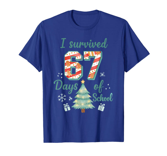 I Survived 67 Days of School Christmas Teacher Student T-Shirt