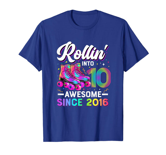 10th Birthday Shirt Girl 10 Year Old Roller Skate Skating T-Shirt