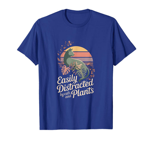 Easily Distracted by Cats and Plants Cat Lover T-Shirt