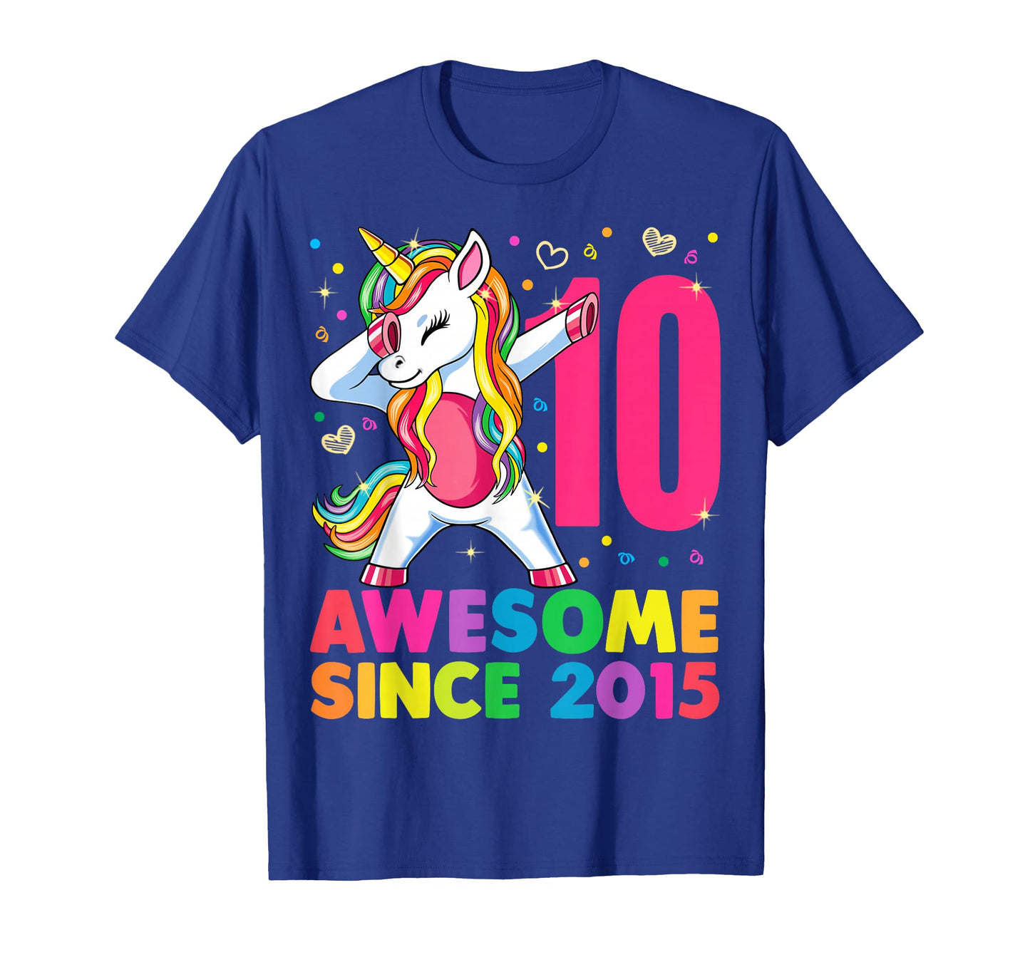 10 Years Old Unicorn Dabbing 10th Birthday Girl Gift Party T-Shirt