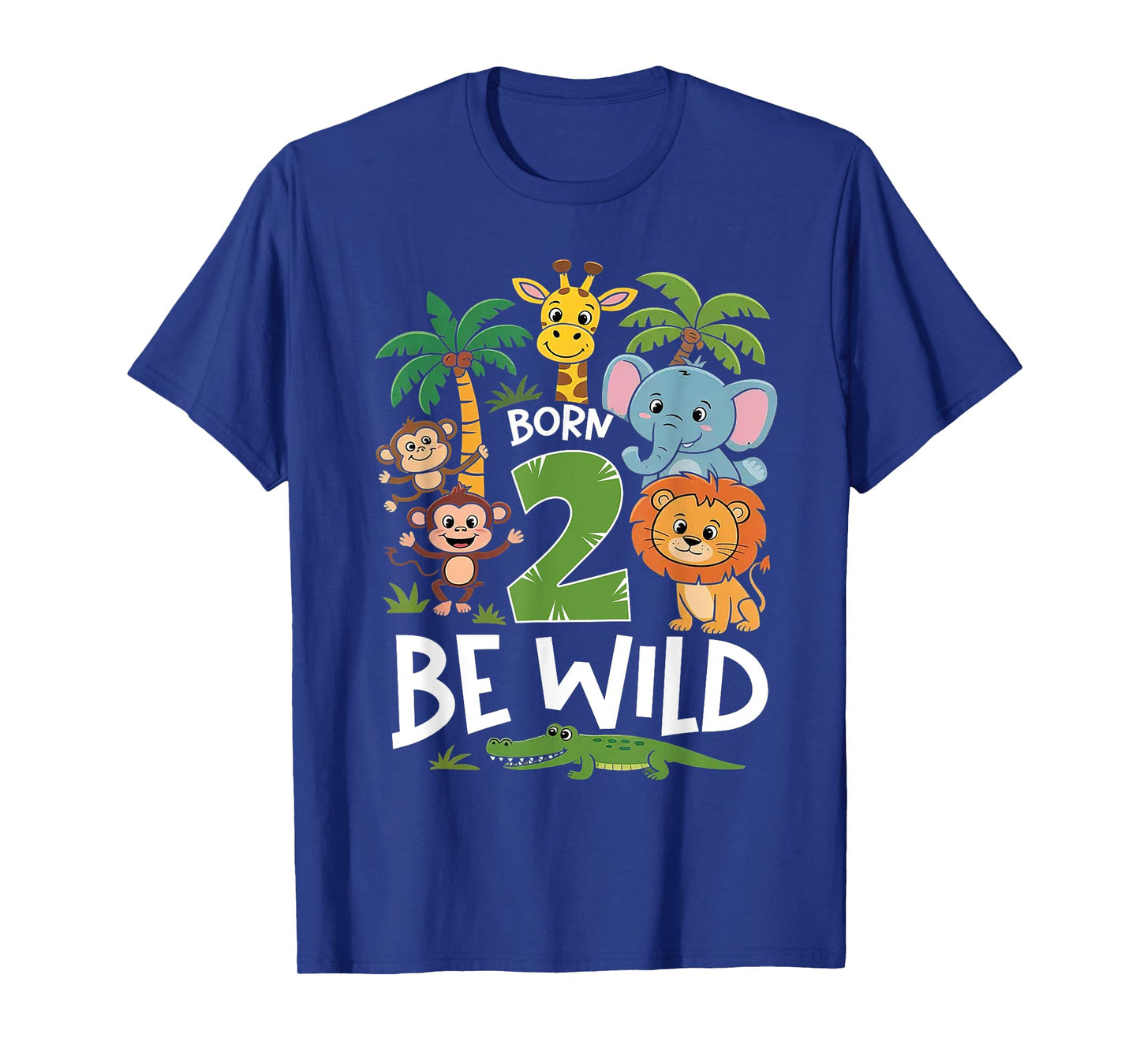 Born 2 Be Wild 2nd Birthday Zoo 2 Year Old Boy Second Bday T-Shirt