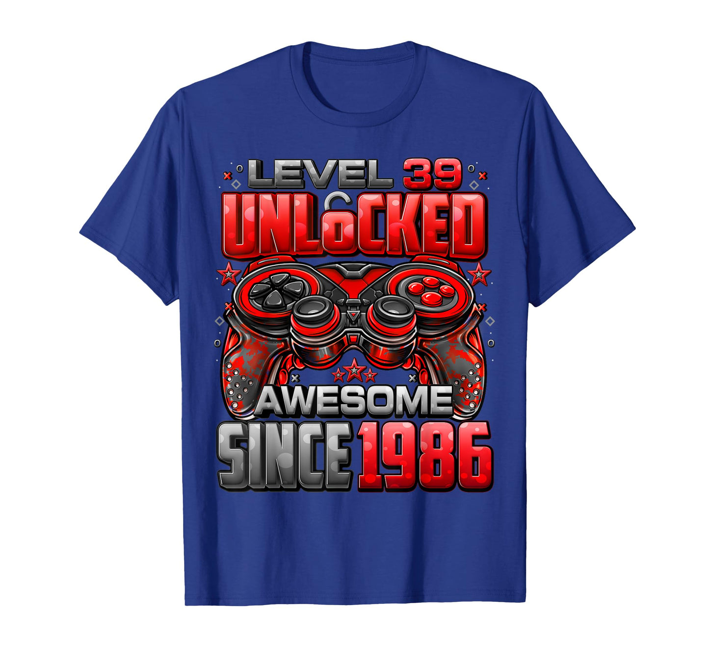 Level 39 Unlocked Awesome Since 1986 39th Birthday Gaming T-Shirt