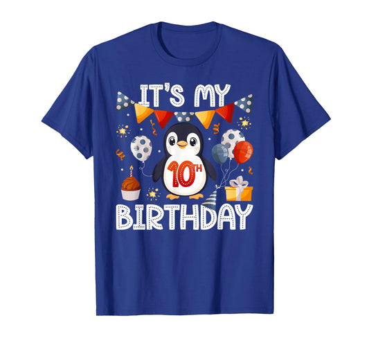 10th Penguin Birthday Party Ten Year Old Penguins T-Shirt