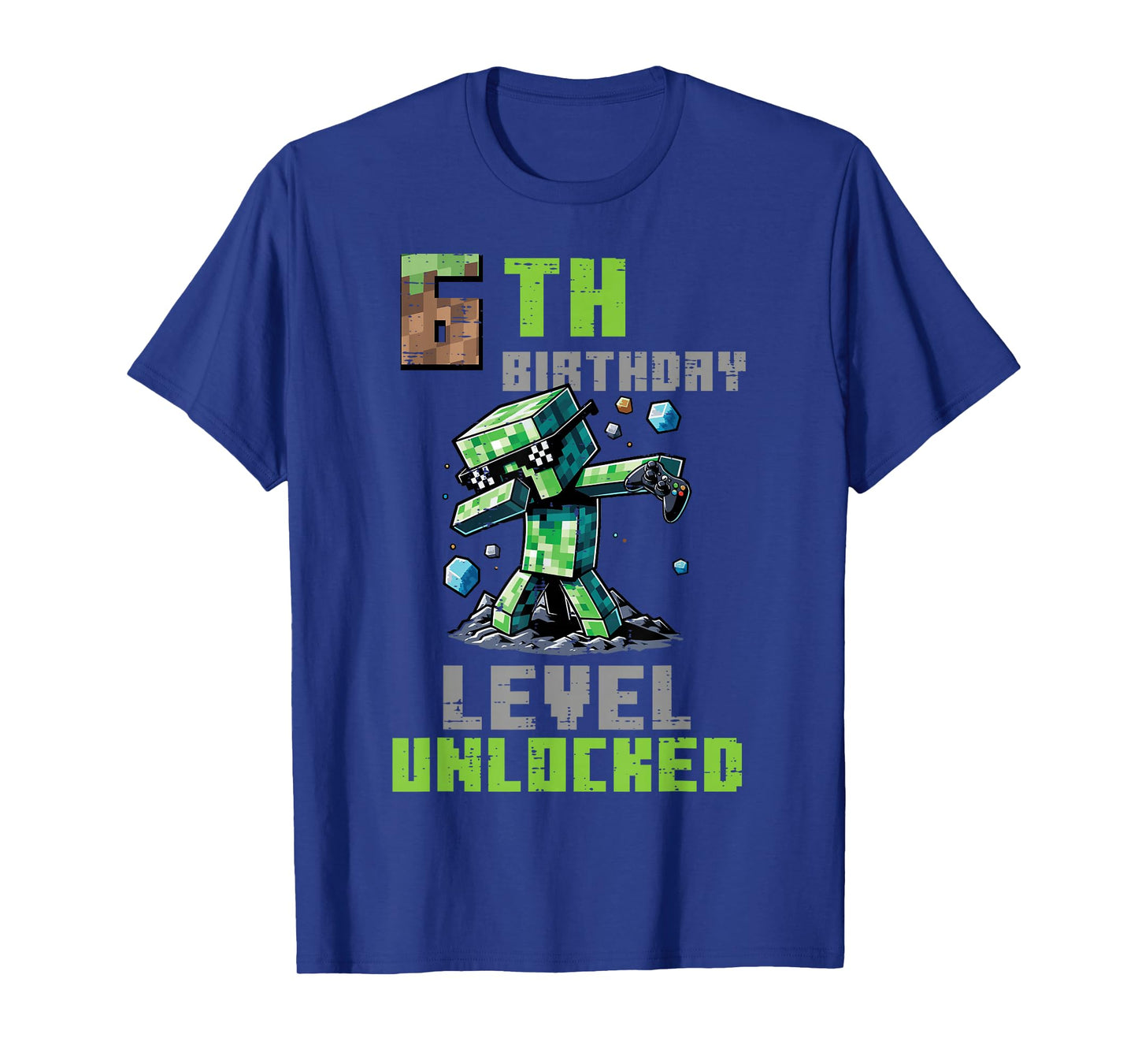 6th Birthday Level Unlocked Pixel Dab 6 Bday Gamer Boys Kids T-Shirt