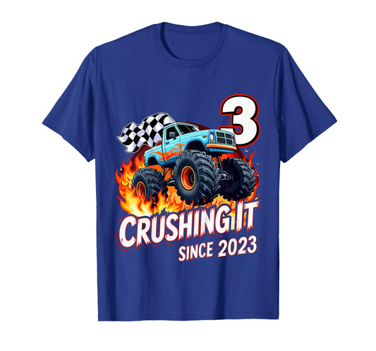 Kids 3rd Birthday Monster Truck 3 Year Old Boys Born 2023 T-Shirt