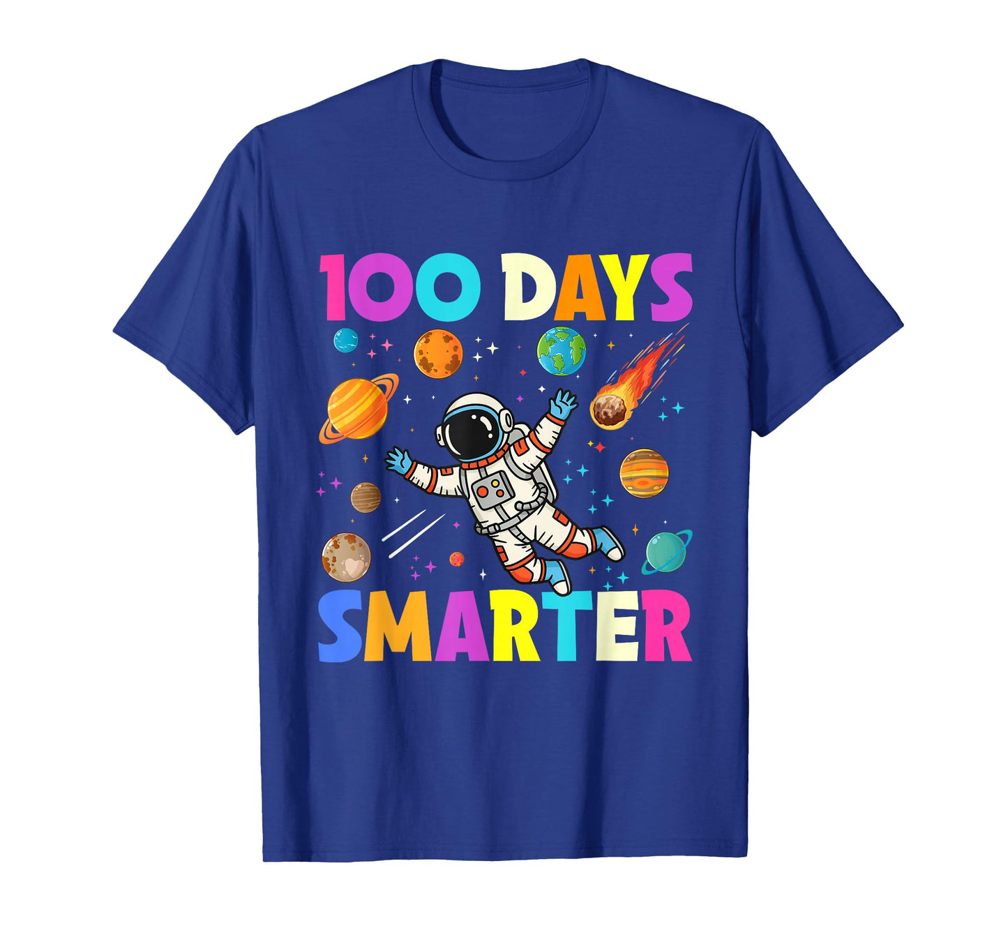 100 Days Smarter 100th Day of School Astronaut Space Kids T-Shirt