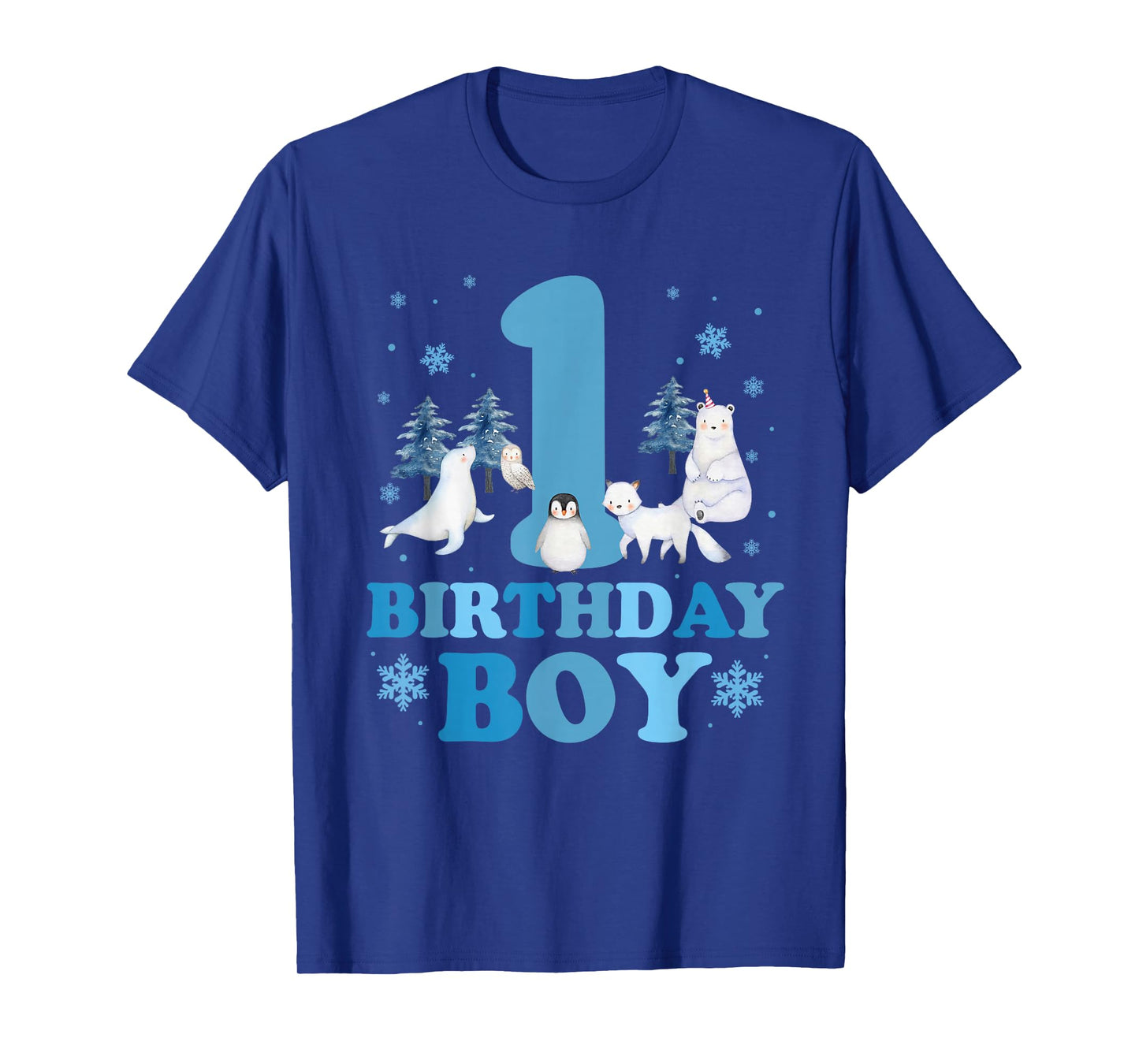 Winter 1st Birthday Boy Arctic Animals 1 Year Old Birthday T-Shirt