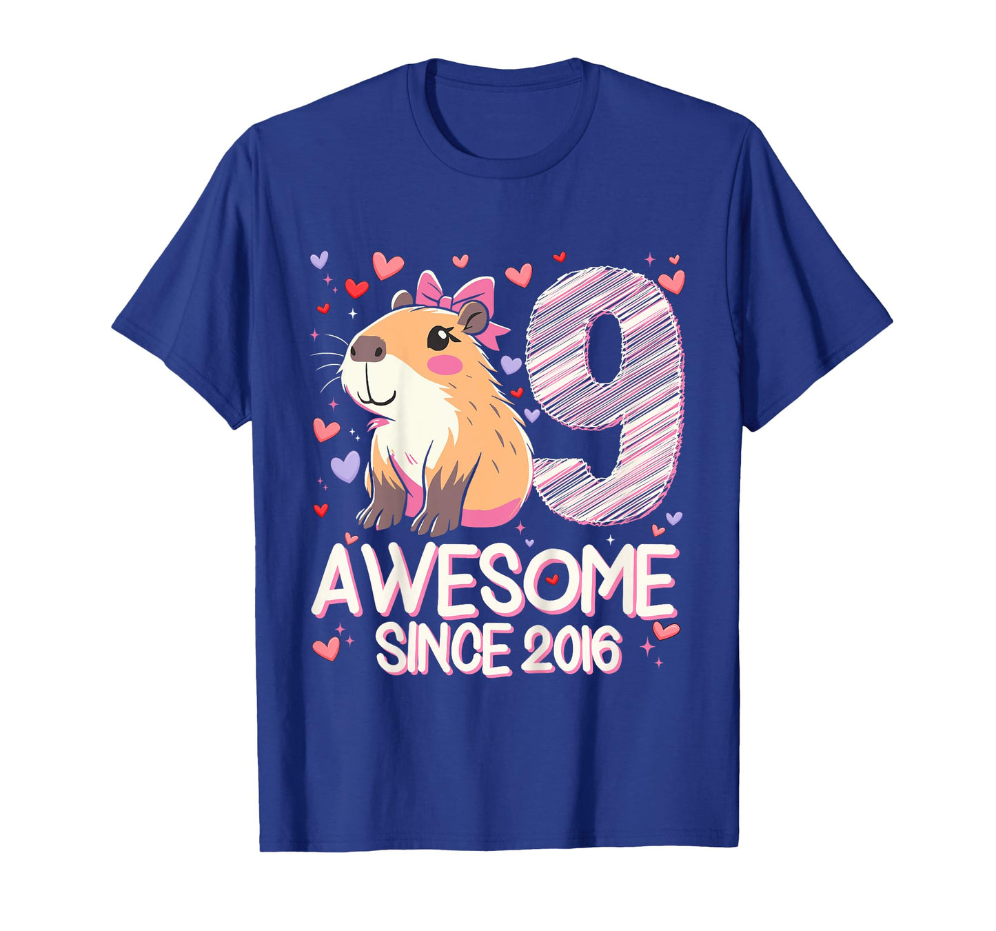 Kids 9 Years Old Capybara Gifts For Girls 9th Birthday Party T-Shirt