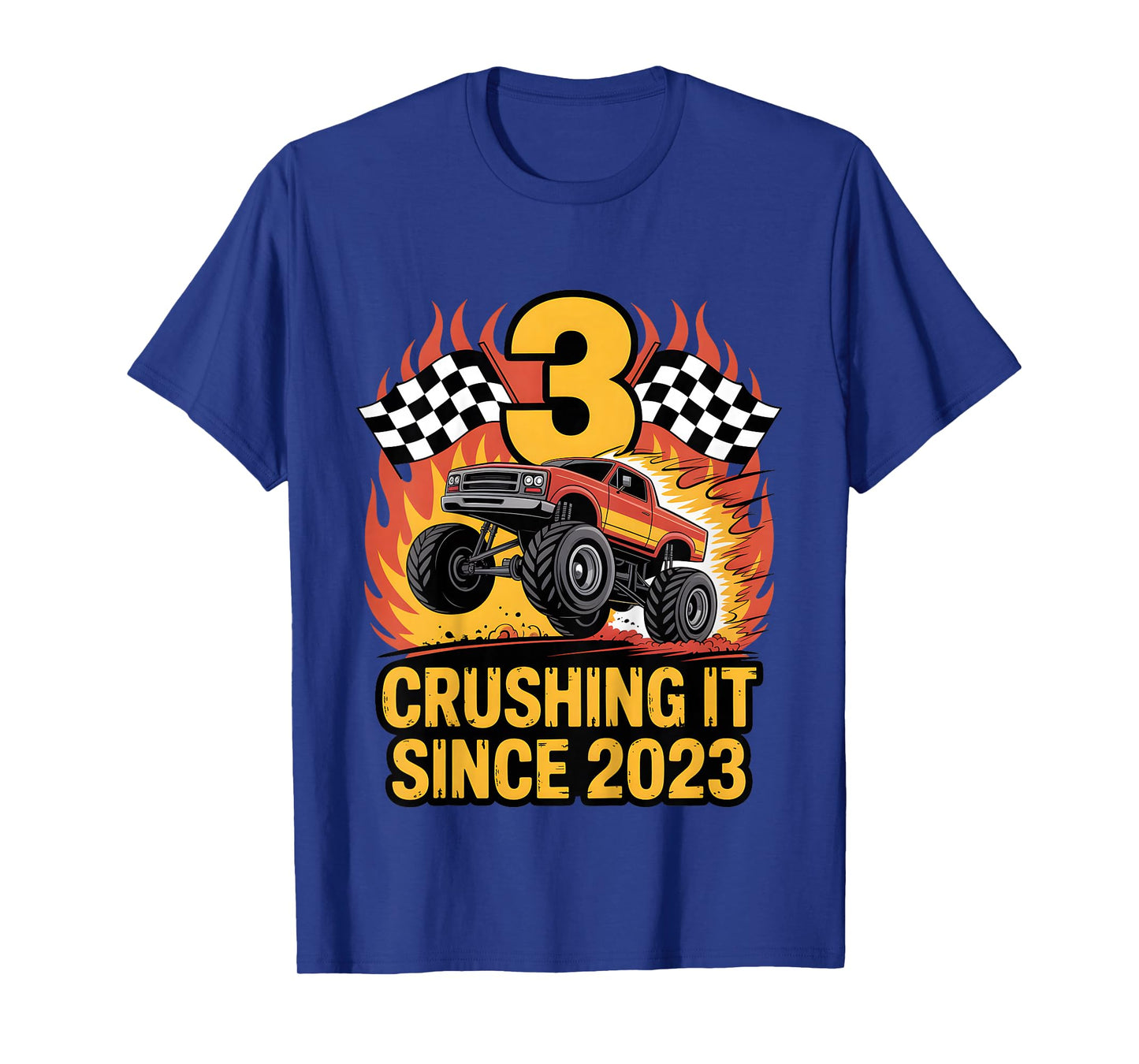 Crushing It Since 2023 Monster Truck 3 Year Old Birthday Boy T-Shirt