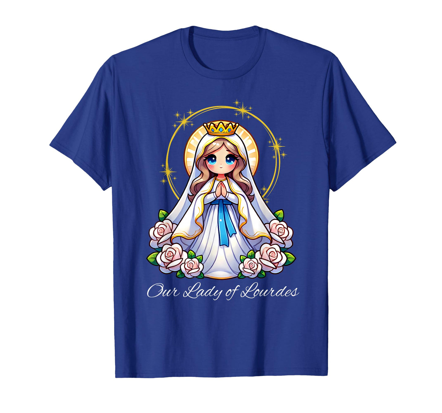 Our Lady of Lourdes Pray Mary Cute Women Catholic Girls kids T-Shirt